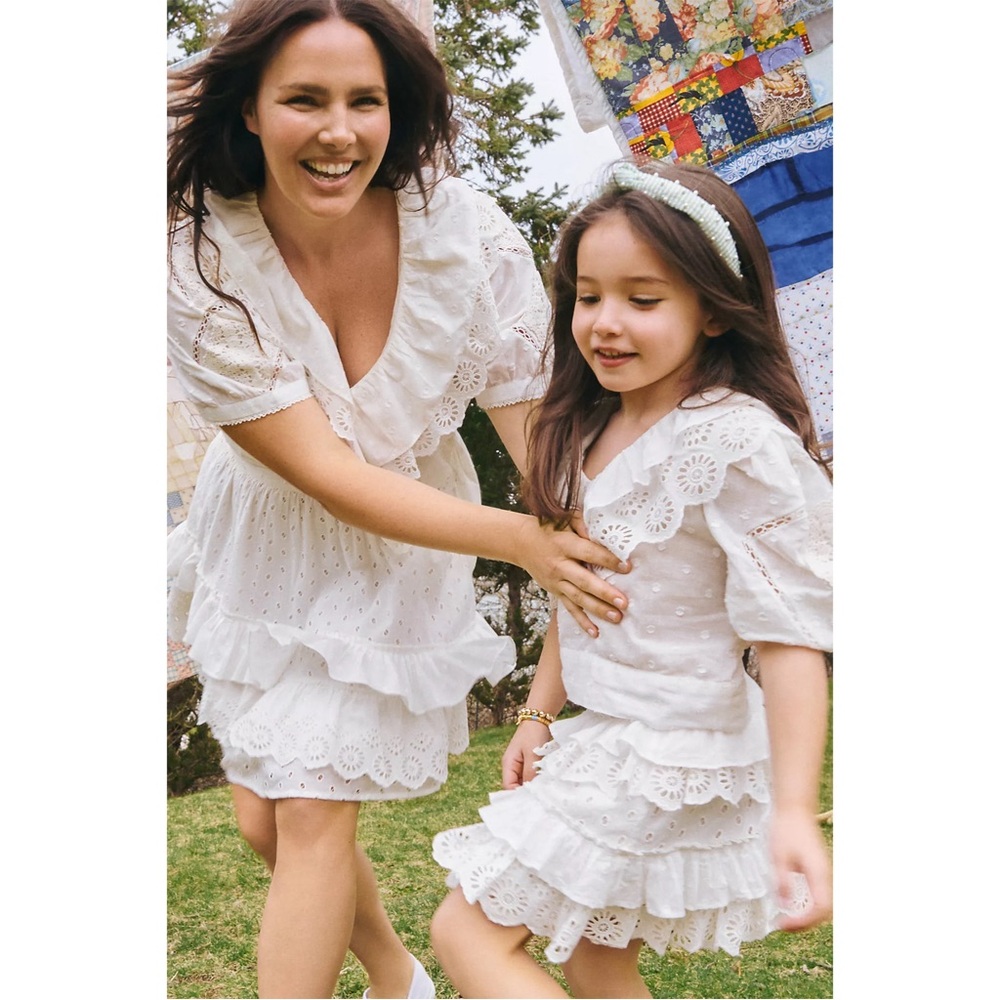 Anthropologie Lacy Ruffled Kids Blouse White NWT Size 5/6 - Picture 5 of 16